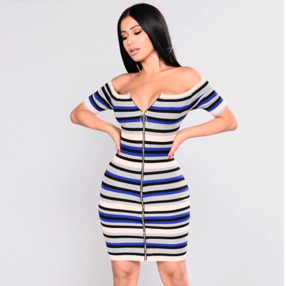 Fashion Nova Dresses & Skirts - Fashion Nova Striped O Ring Knit Dress